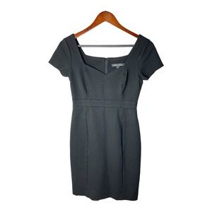 Brooks Brothers Dress Black Sculpted Neckline Sheath Ponte Knit Mesh Size 4P
